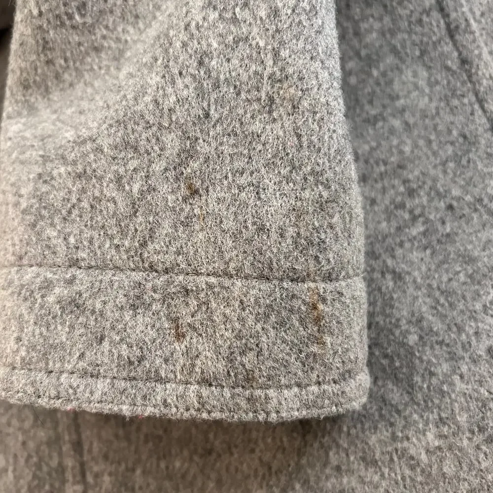 J. Crew Wool Cashmere Peacoat Gray PLUS Beanie Faux Fur Pom Basket Weave Cap